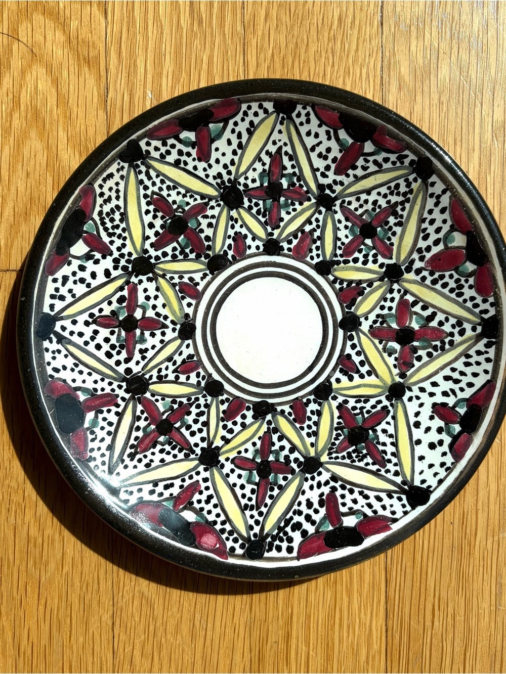Vintage Tunisian Hand painted plate wall hanging 7”